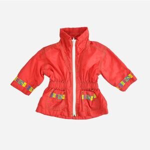 Vintage 90s Red Guess Jacket Windbreaker Jacket with Cinch Waist Baby Kids 12M